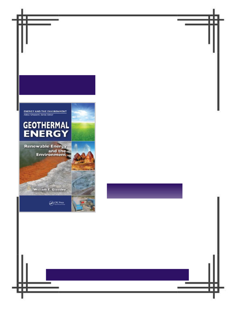 Geothermal Energy Renewable Energy and the Environment 1st Edition ...