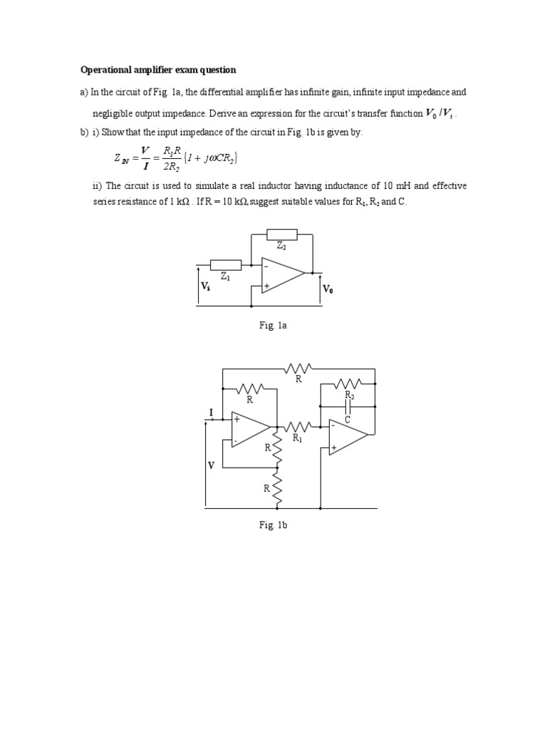 Operational Amplifier Exam Question PDF