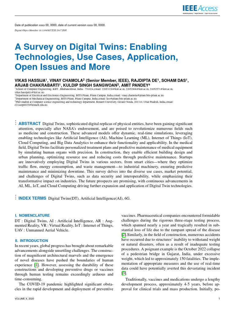 Digital Twins: Technologies and Applications | PDF | Internet Of Things ...