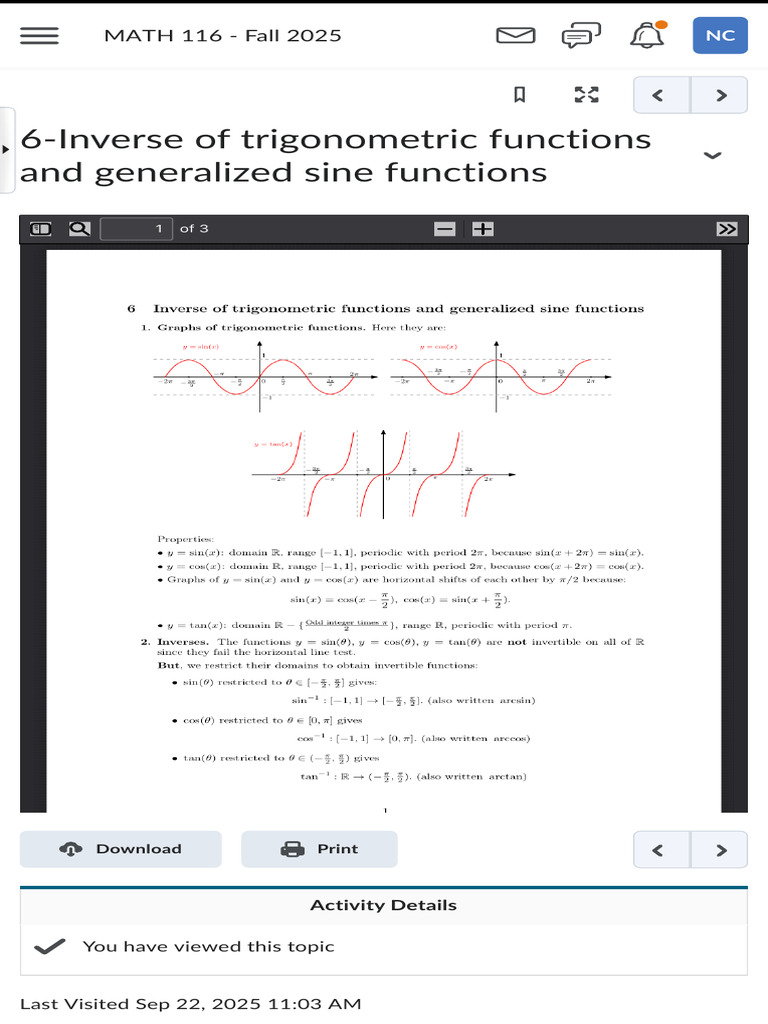 6-Inverse of Trigonometric Functions and Generalized Sine Functions ...