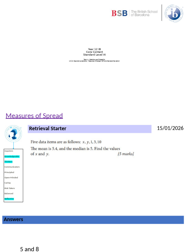 Descriptive Statistics: IQR & SD Explained | PDF | Quartile ...