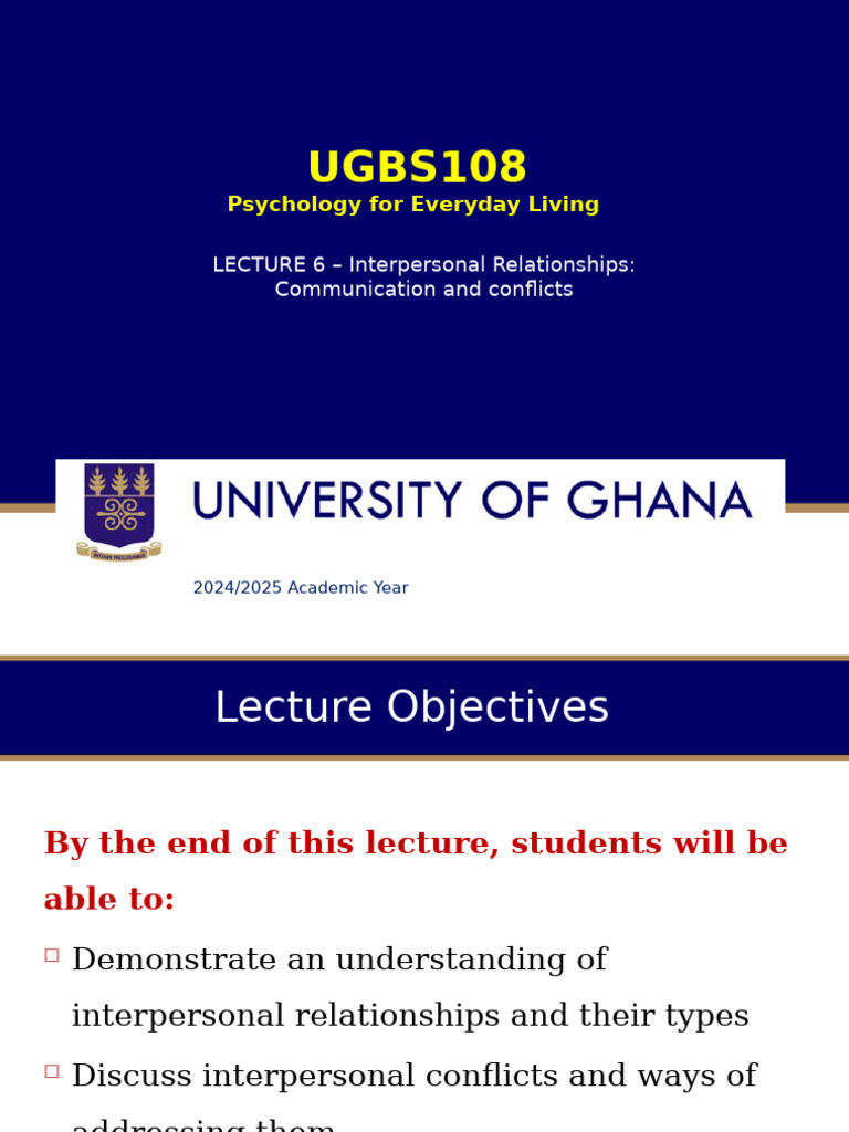 Ugbs108 Lecture 6 Interpersonal Relationships 2024 Updated | PDF ...