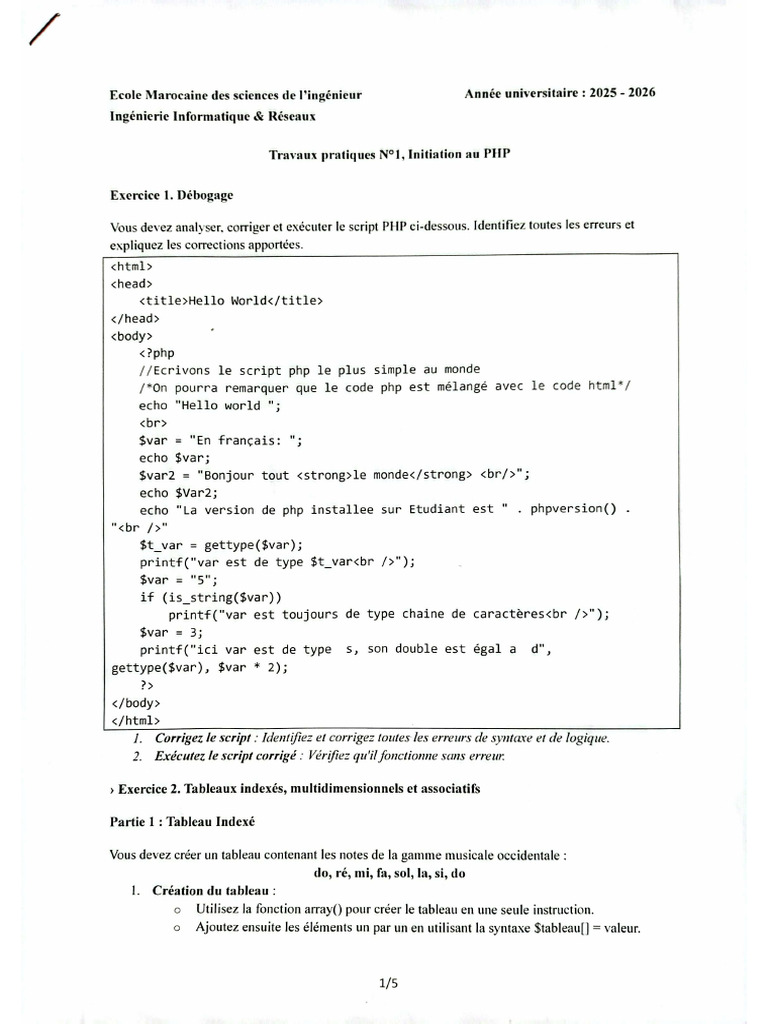 TP N°1 PHP | PDF