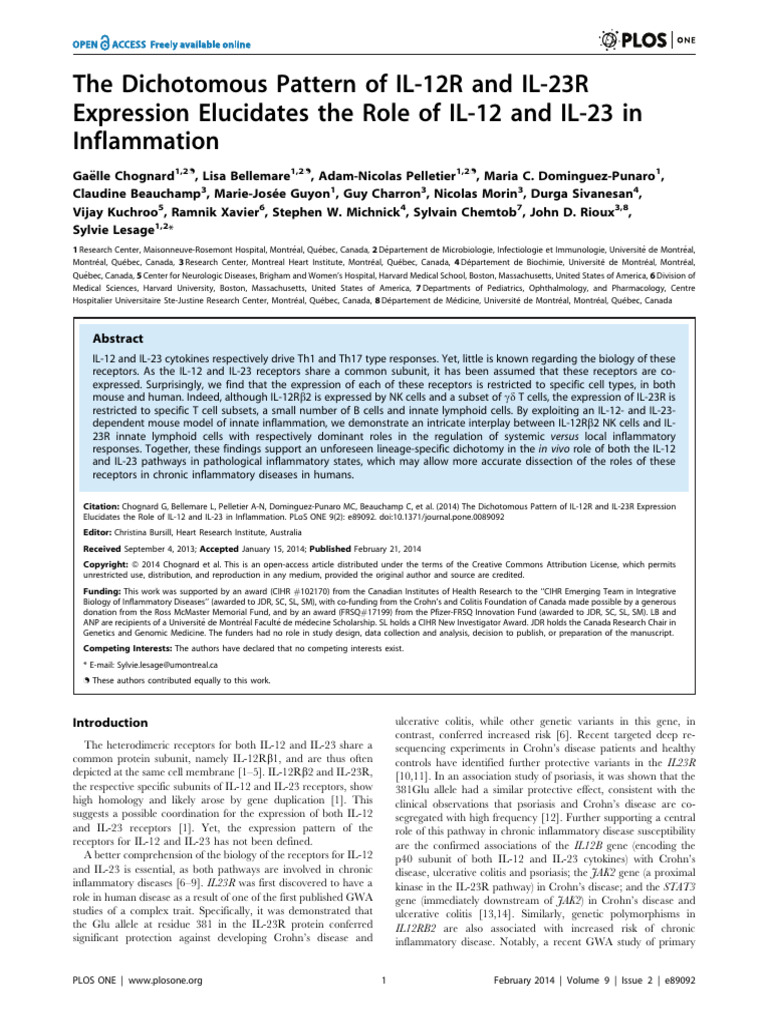 IL-12R and IL-23R Expression in Inflammation | PDF | Interleukin 12 ...