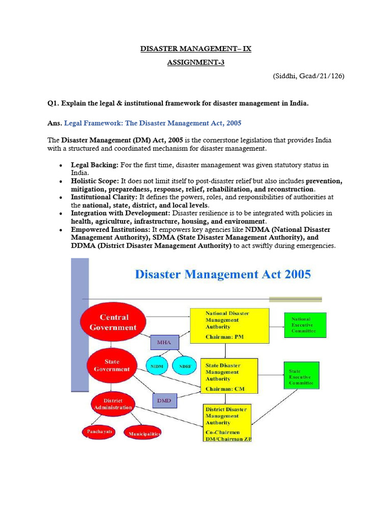Legal and Institutional Disaster Management in India | PDF | Emergency ...