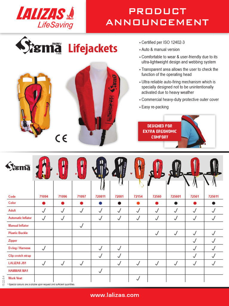 170N Ergonomic Lifejackets Announcement | PDF | Equipment ...