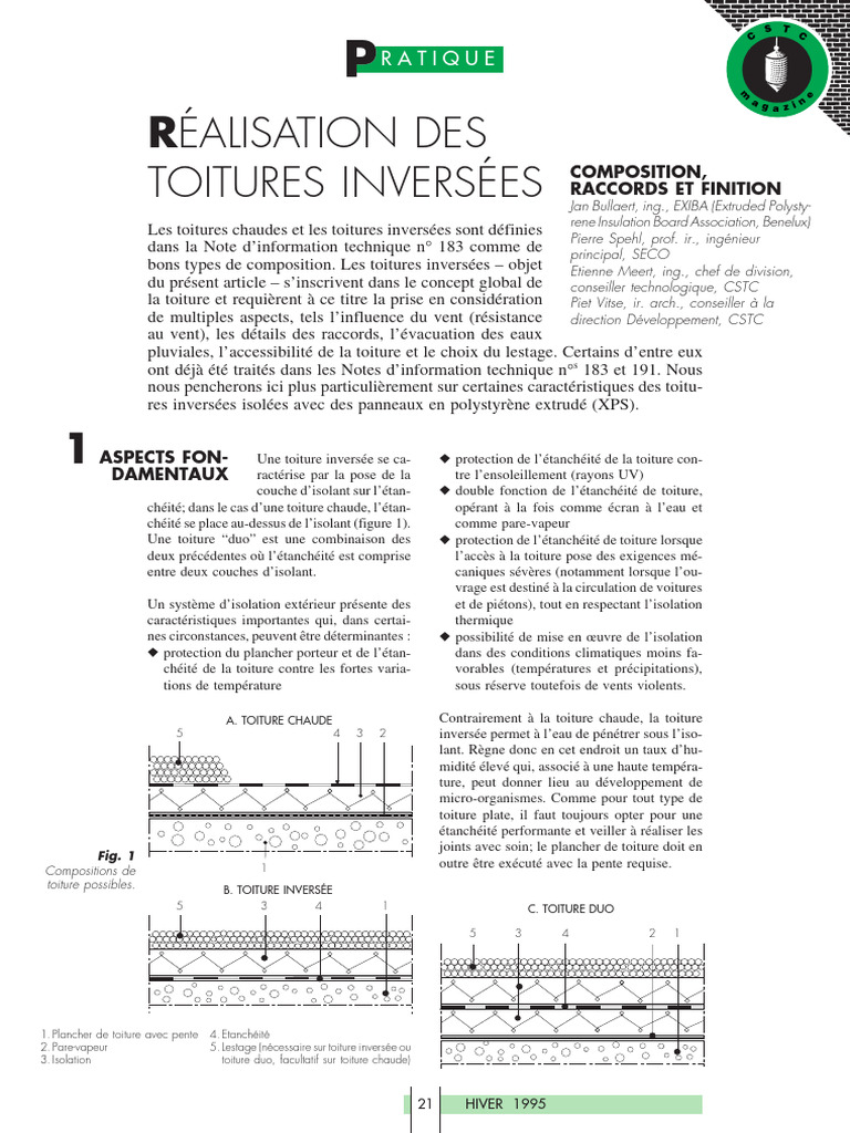 Toitures inversées : caractéristiques et isolation | PDF | Toit | Plaie