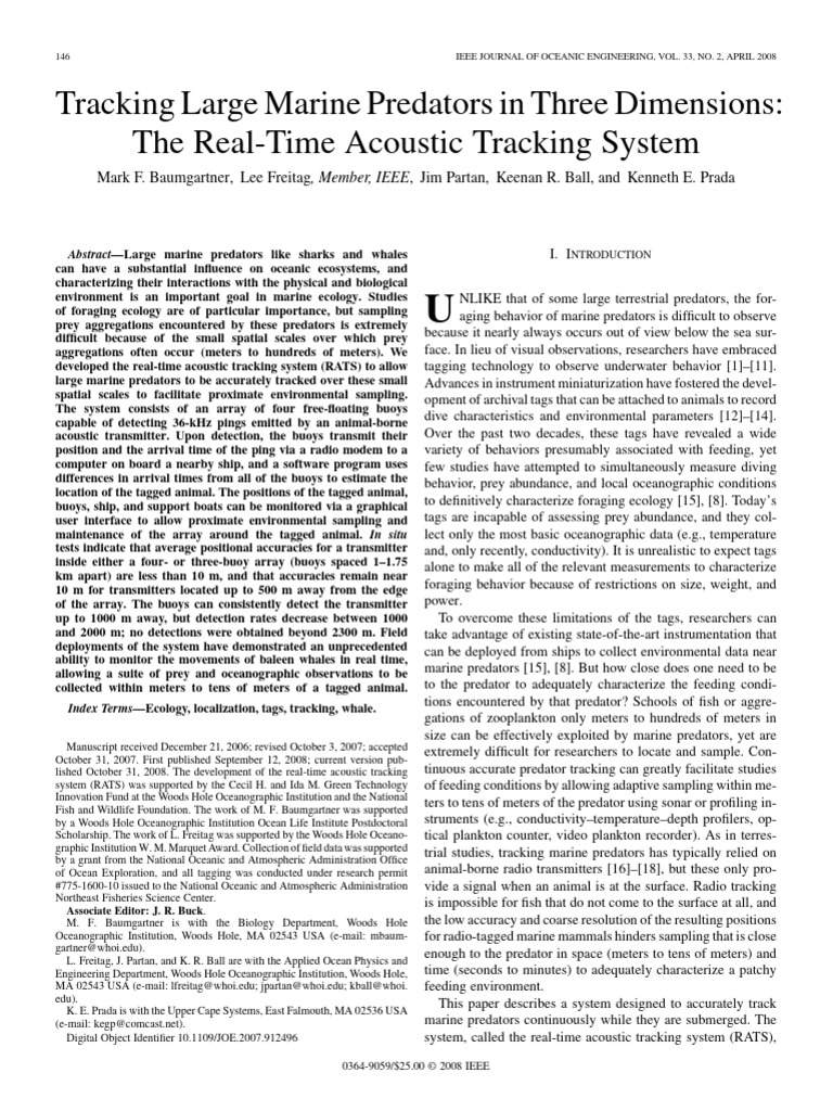 Real-Time Acoustic Tracking SystemMarMamm | PDF | Plankton | Hearing