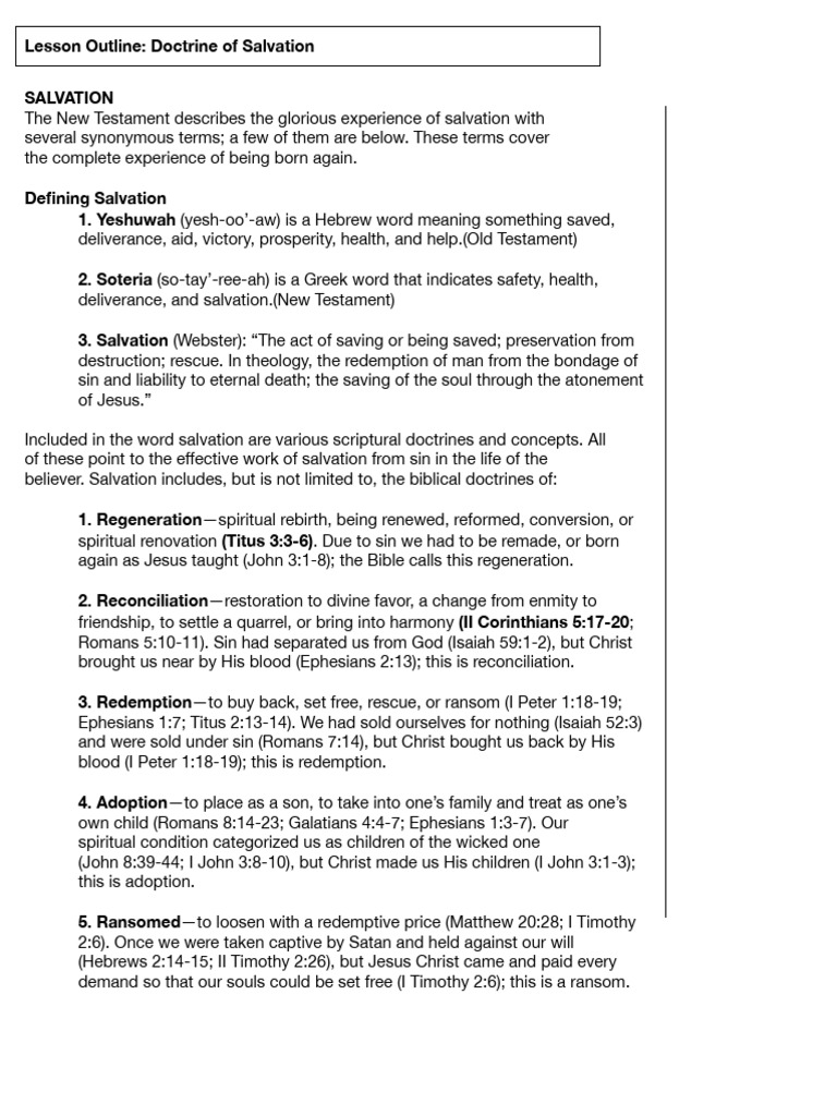Doctrine of Salvation PDF | PDF | Salvation | Christian Belief And Doctrine