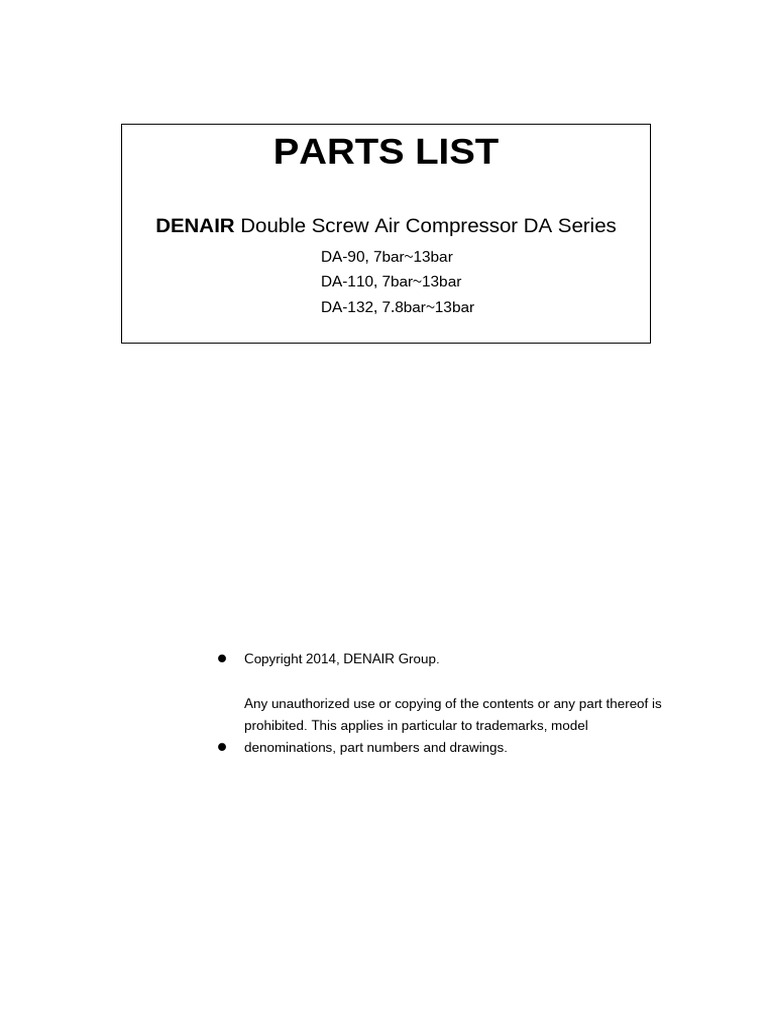 DENAIR DA Series Compressor Parts List | PDF | Mechanical Engineering ...