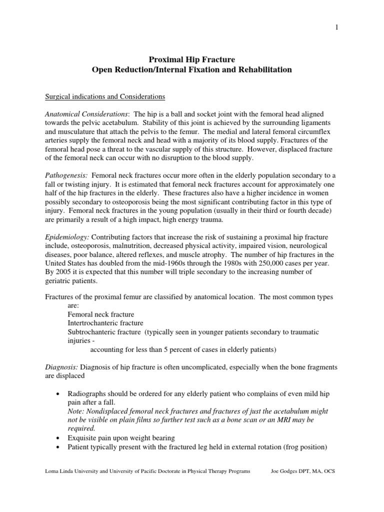 Hip ORIF Rehabilitation Protocol | PDF | Hip | Musculoskeletal System