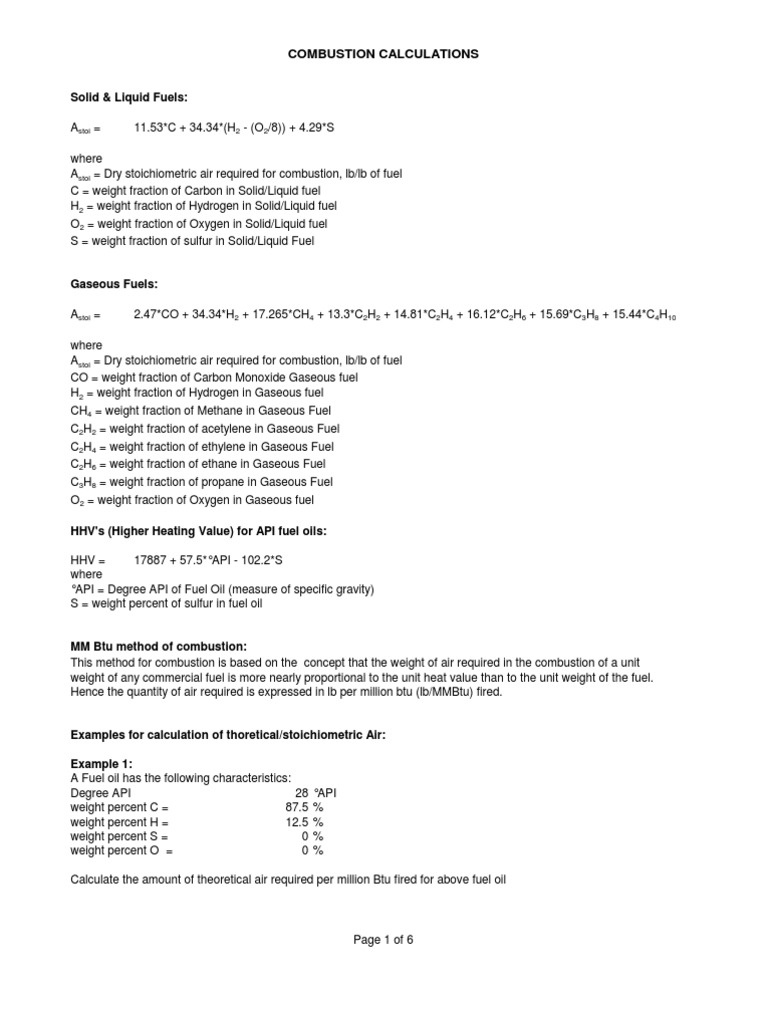 Solid & Liquid Fuels:: Combustion Calculations | PDF | Combustion | Fuels