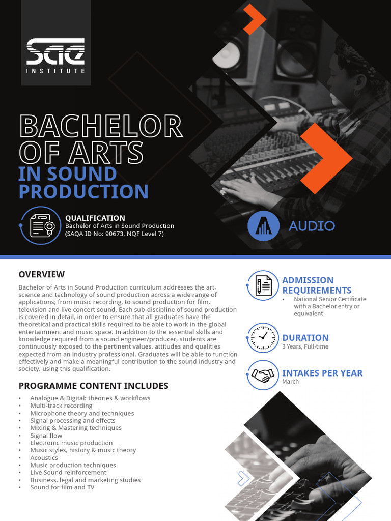Sae Full Time Info Sheet Bachelor of Arts in Sound Production | PDF