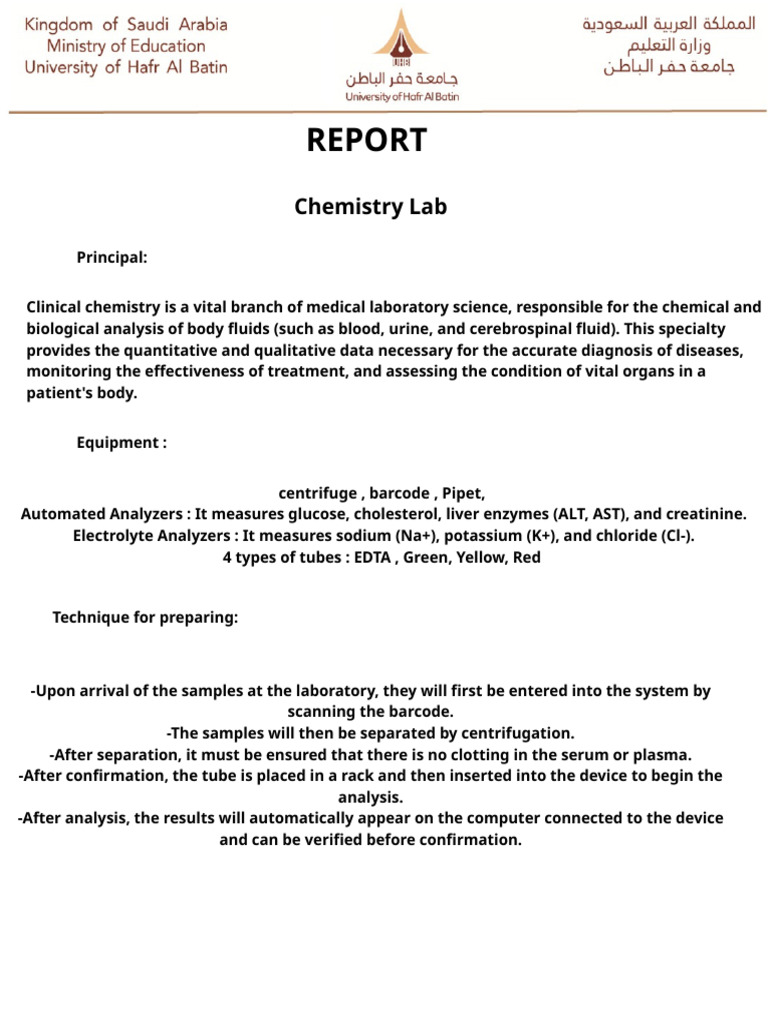 Clinical Chemistry and Hormone Lab Report | PDF | Blood Plasma ...