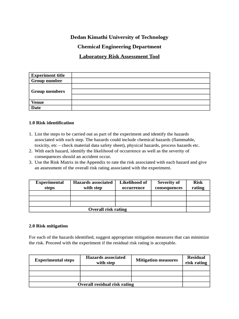 Laboratory Risk Assessment Guide | PDF