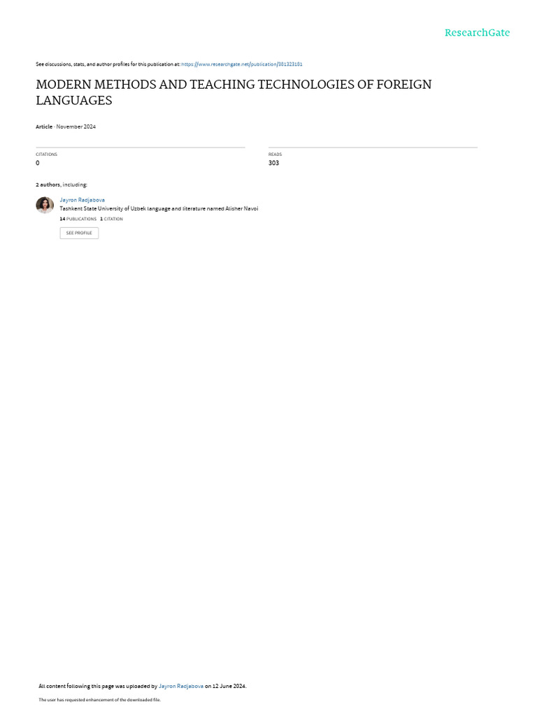 Modern Foreign Language Teaching Methods | PDF | Teachers | Knowledge