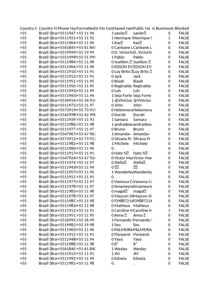 Brazil Phone Numbers List | PDF