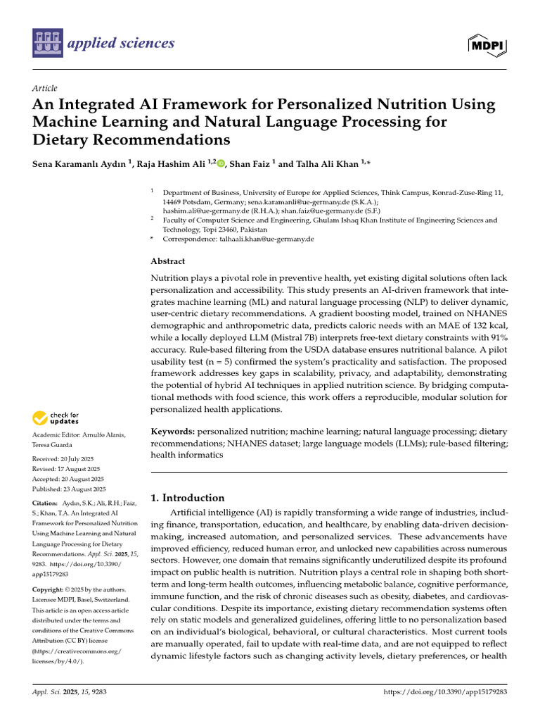 applsci-15-09283 | PDF | Machine Learning | Artificial Intelligence