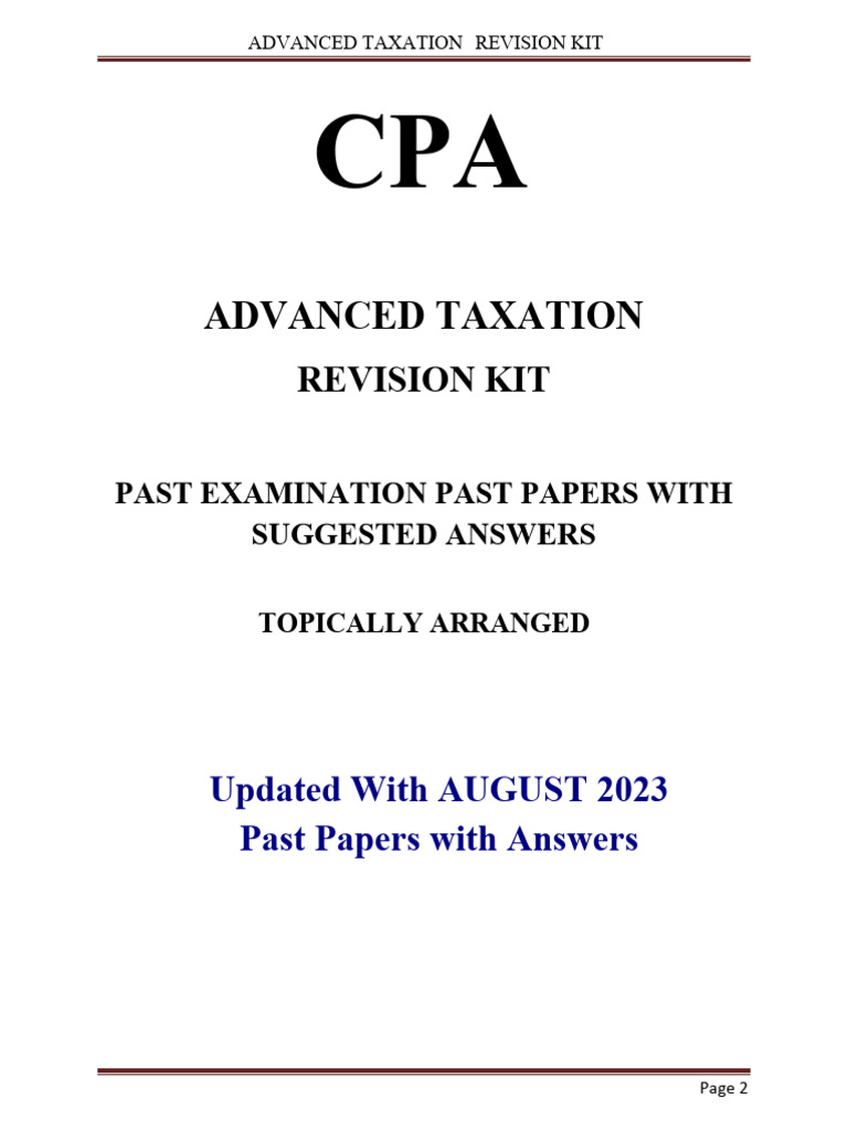 Advanced Taxation Revision Kit 2023 | PDF | Taxes | Expense