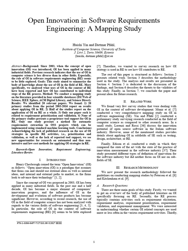 Open Innovation in Requirements Engineering | PDF | Innovation ...