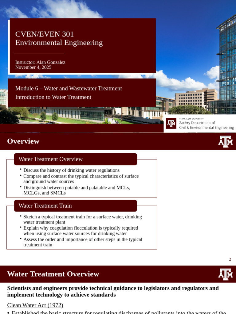 Water Treatment Overview and Standards | PDF | Water Purification ...