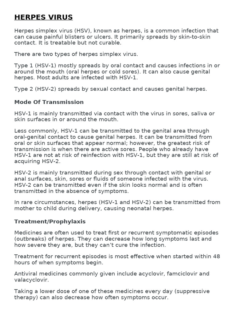 Herpes and Hepatitis Virus Overview | PDF | Medicine | Animal Viral ...
