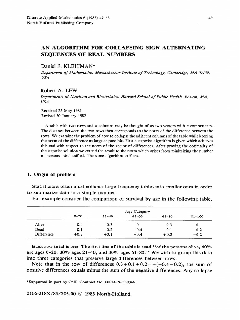 Daniel J. Kleitman; Robert a. Lew -- An Algorithm for Collapsing Sign ...