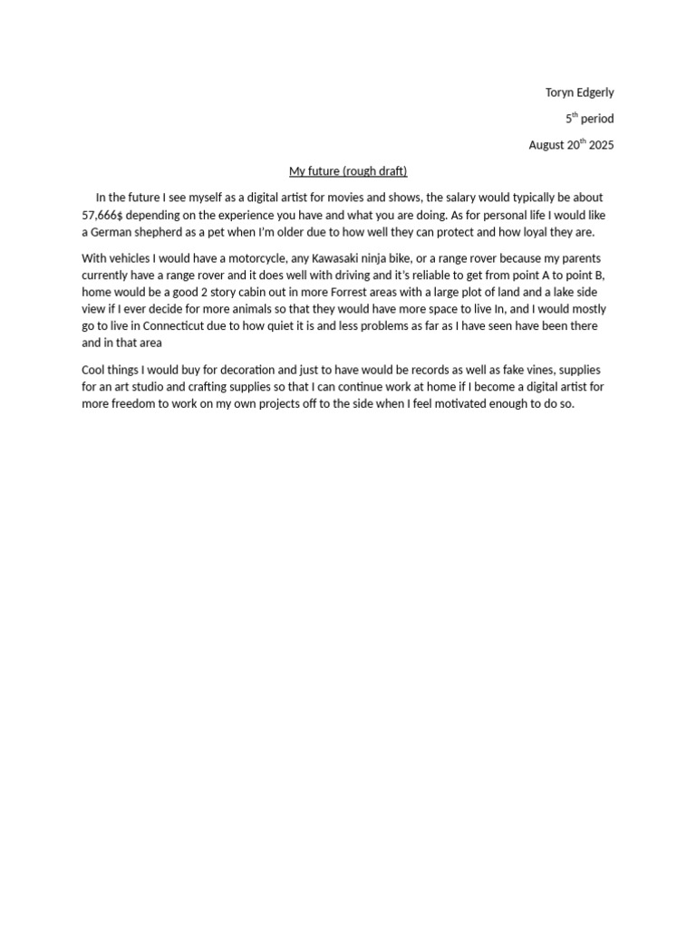 My Future (Rough Draft) Copy | PDF