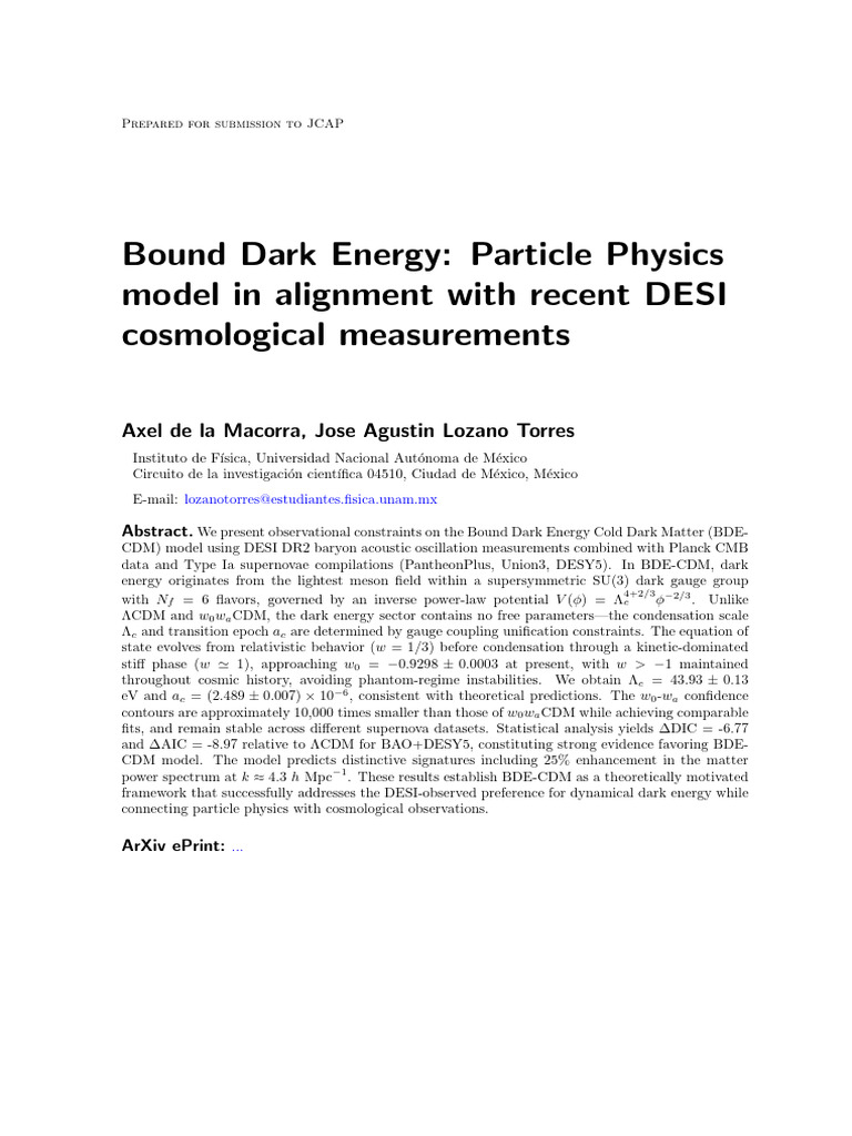 Bound Dark Energy Model with DESI Data | PDF | Dark Energy | Physical ...