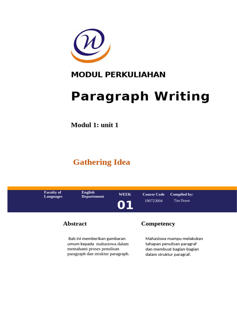 Paragraph Writing: Gathering Ideas Guide | PDF | Cognitive Science ...