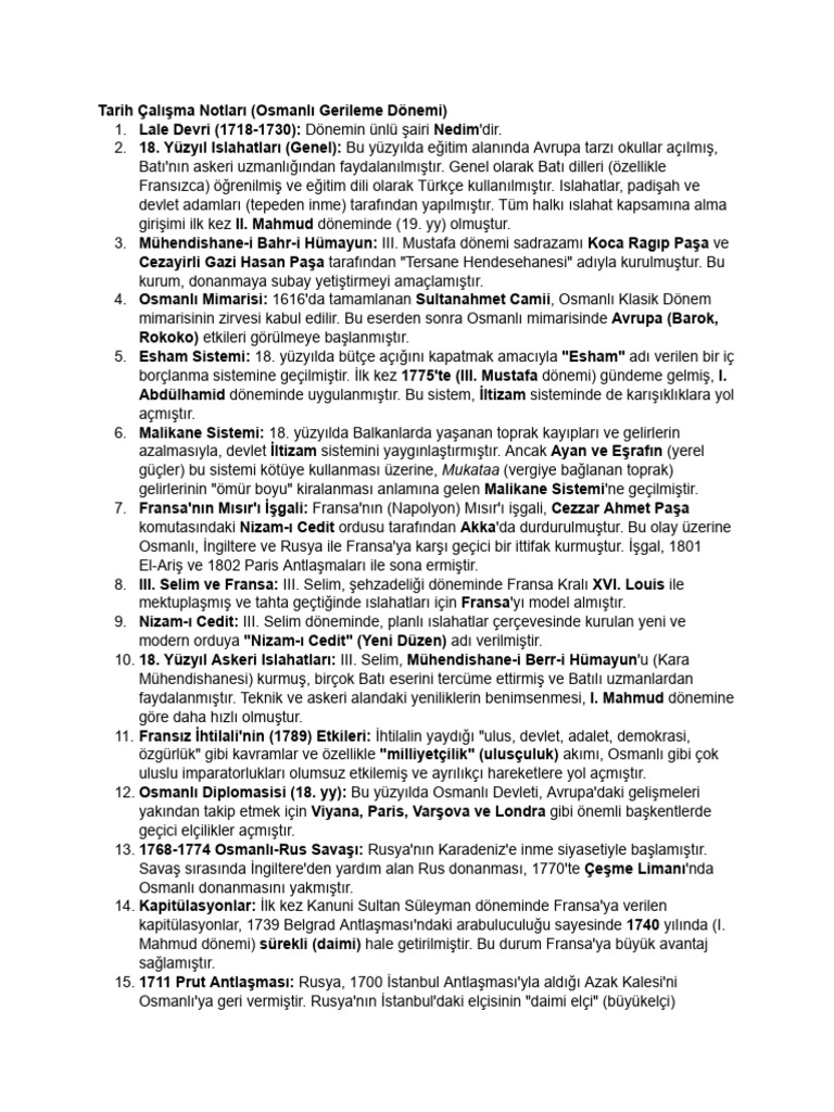 Osmanlı Devleti Gerileme Dönemi | PDF