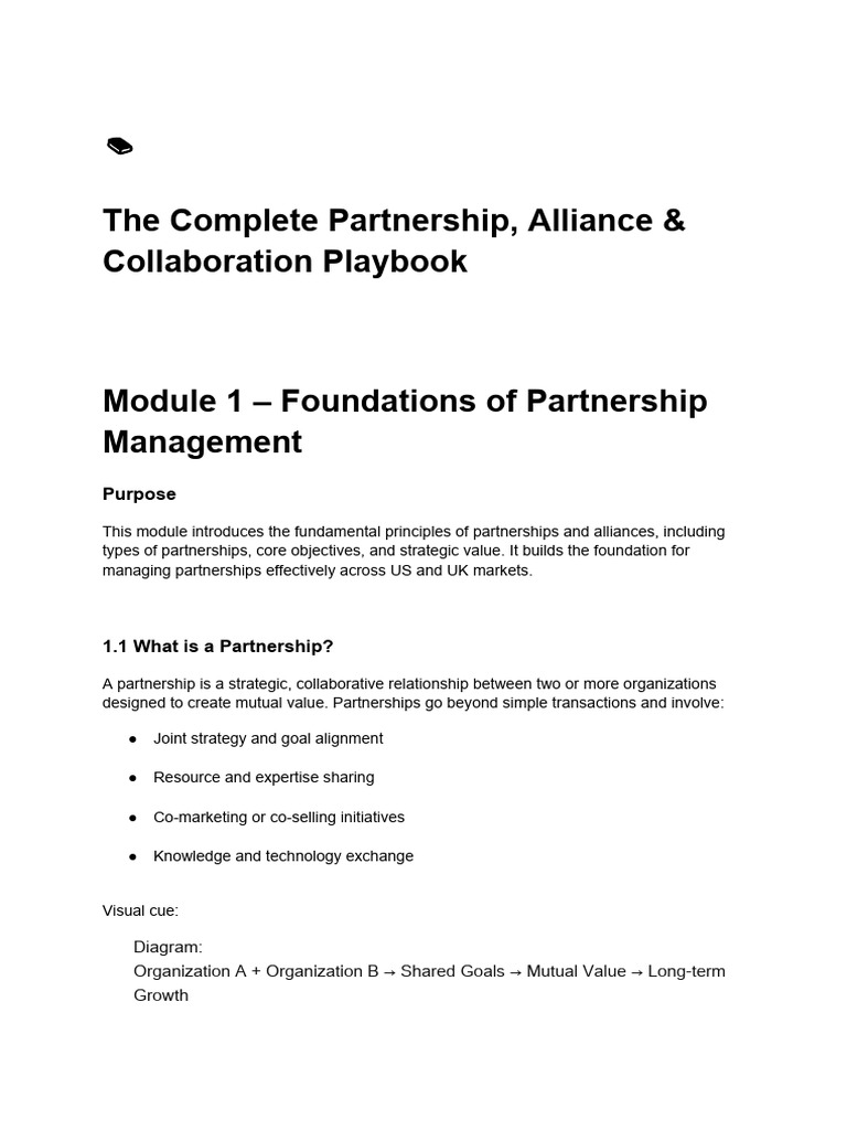Partnership Management Playbook Guide | PDF | Partnership | Joint Venture