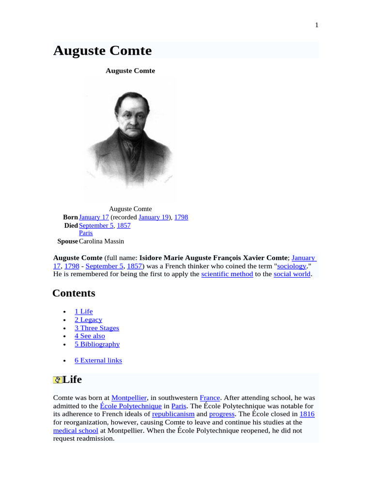 Auguste Comte | PDF | Science | Liberal Arts Education