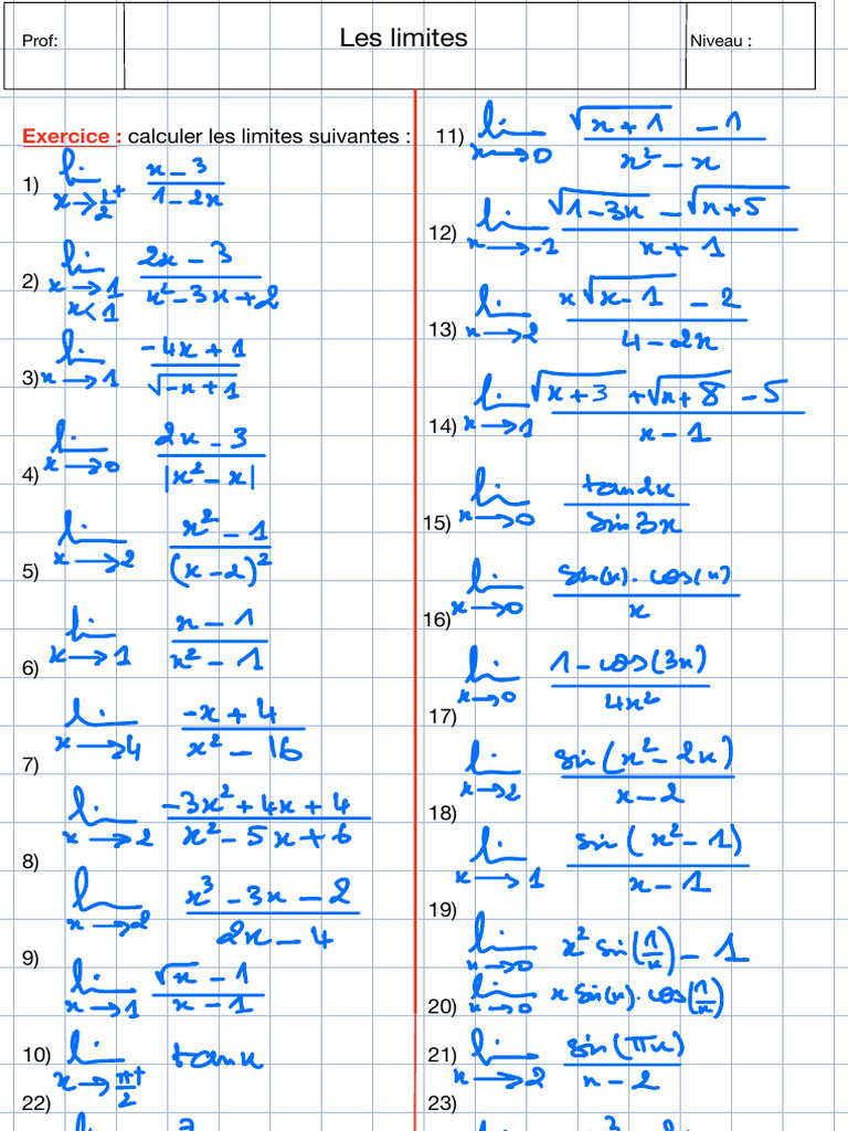 Calculating Mathematical Limits Exercises | PDF