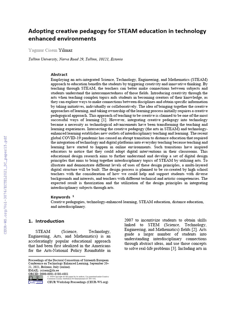 Creative Pedagogy in STEAM Education | PDF | Learning | Pedagogy