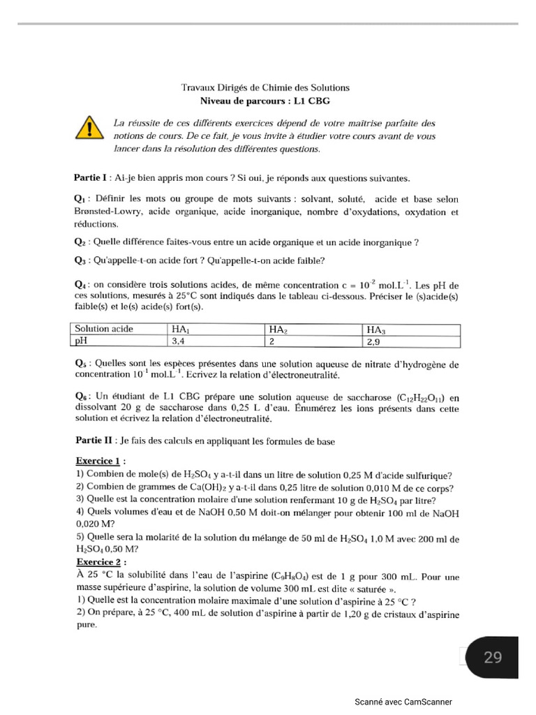 Paule Valérie Correction TD Chimie Des Solutions | PDF