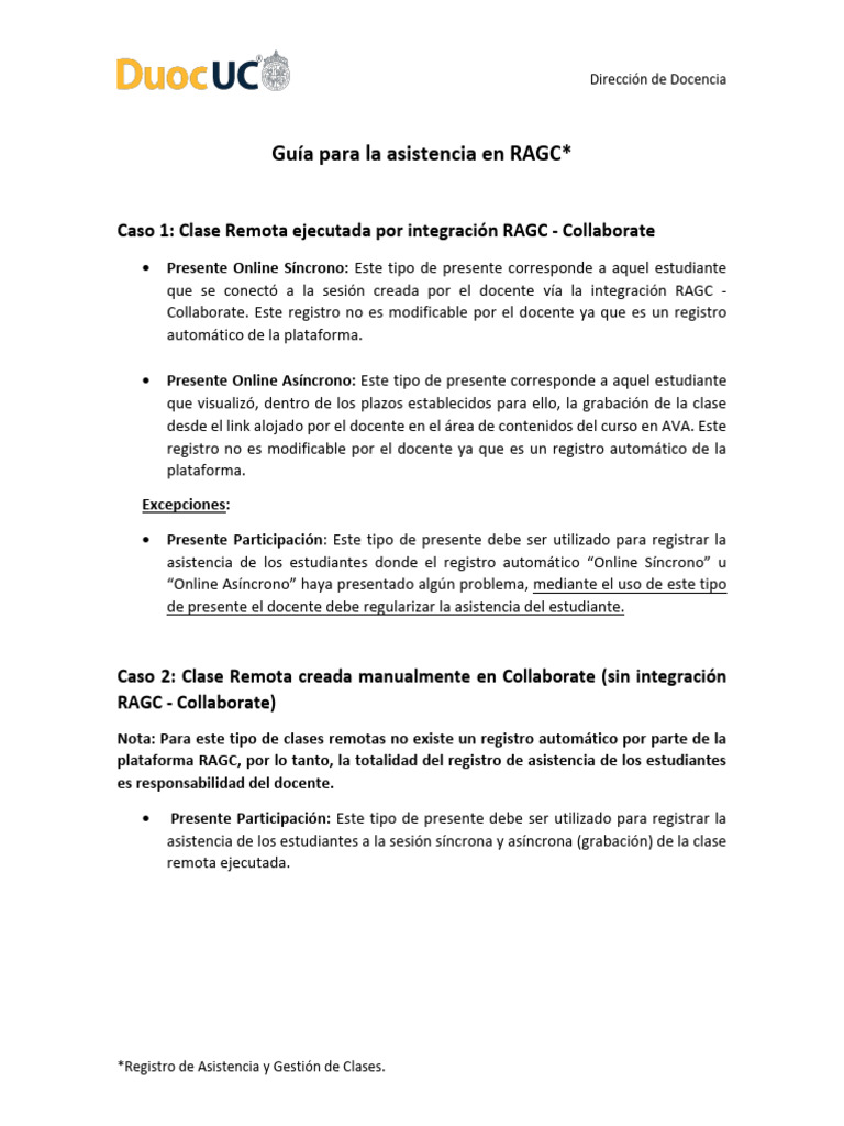 Guía de Asistencia en Clases RAGC | PDF | Informática