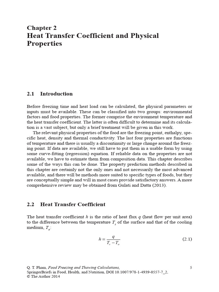 Heat Transfer Coefficient in Food Freezing | PDF | Heat | Heat Transfer