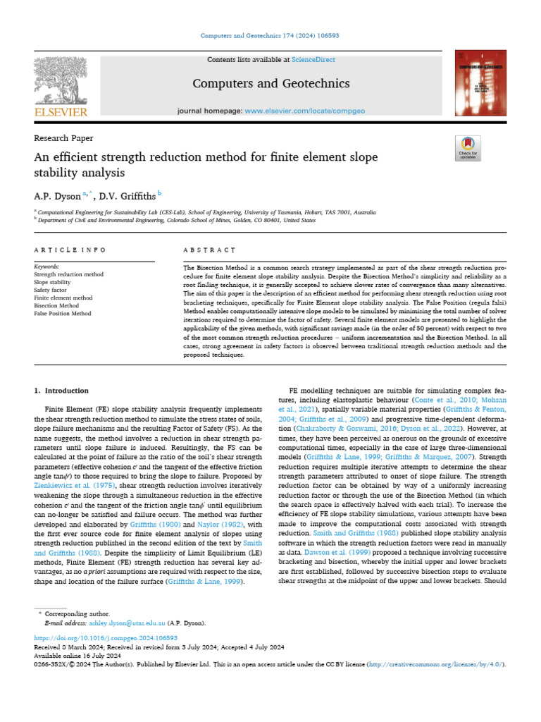 Efficient Finite Element Slope Stability Analysis | PDF | Finite ...