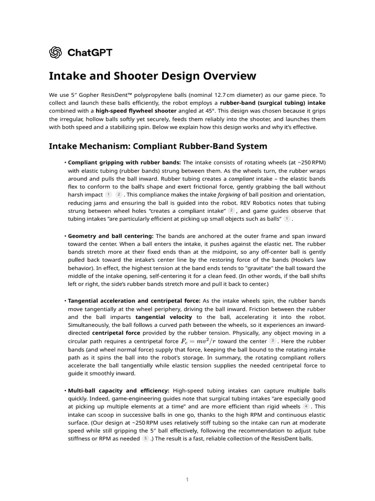 Efficient Robot Intake and Shooter Design | PDF | Force | Applied And ...