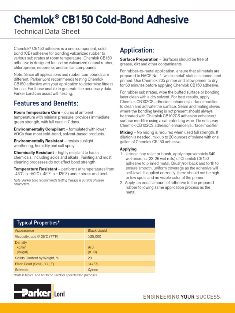Chemlok CB150 Cold-Bond Adhesive Guide | PDF | Adhesive | Materials