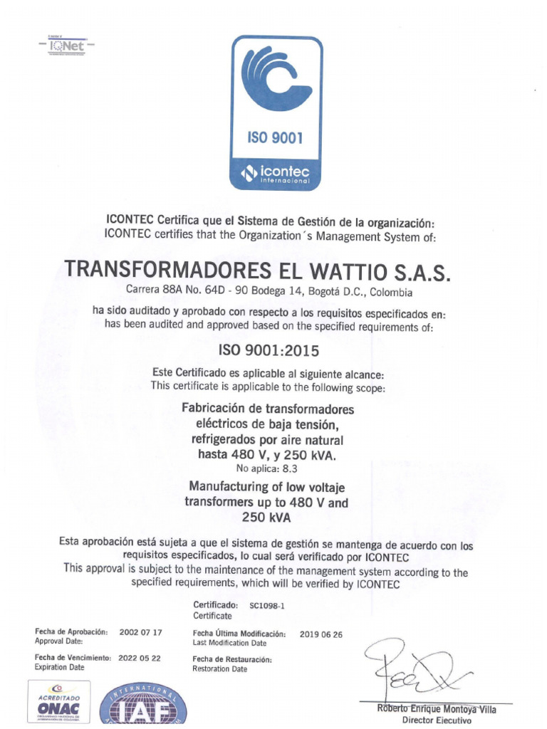 Certificado ISO 9001 2019 | PDF