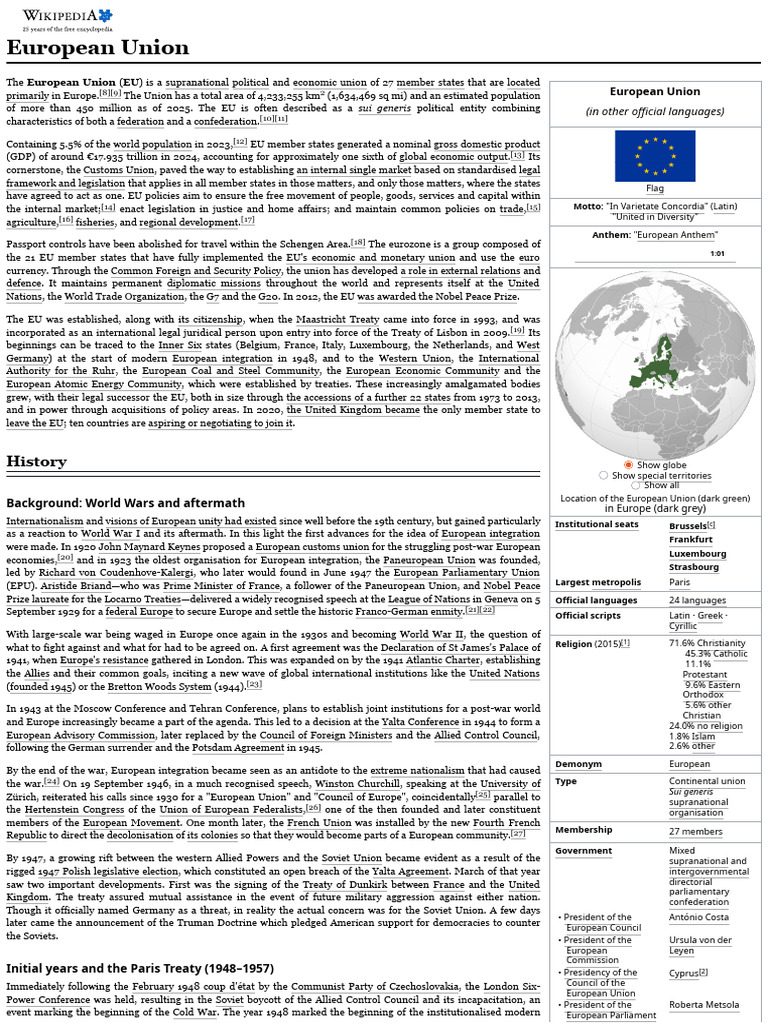 Overview of the European Union | PDF | European Union | European ...