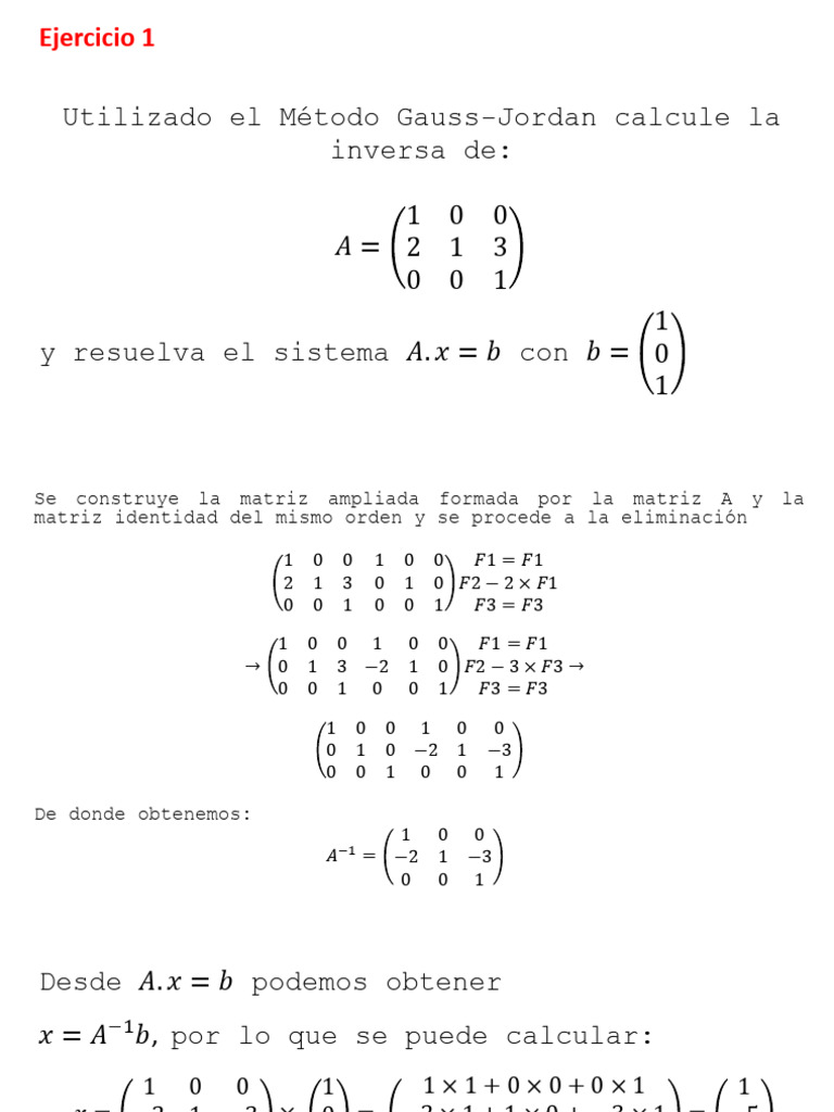 Inversa de matrices y sistemas lineales | PDF | Relaciones matematicas ...