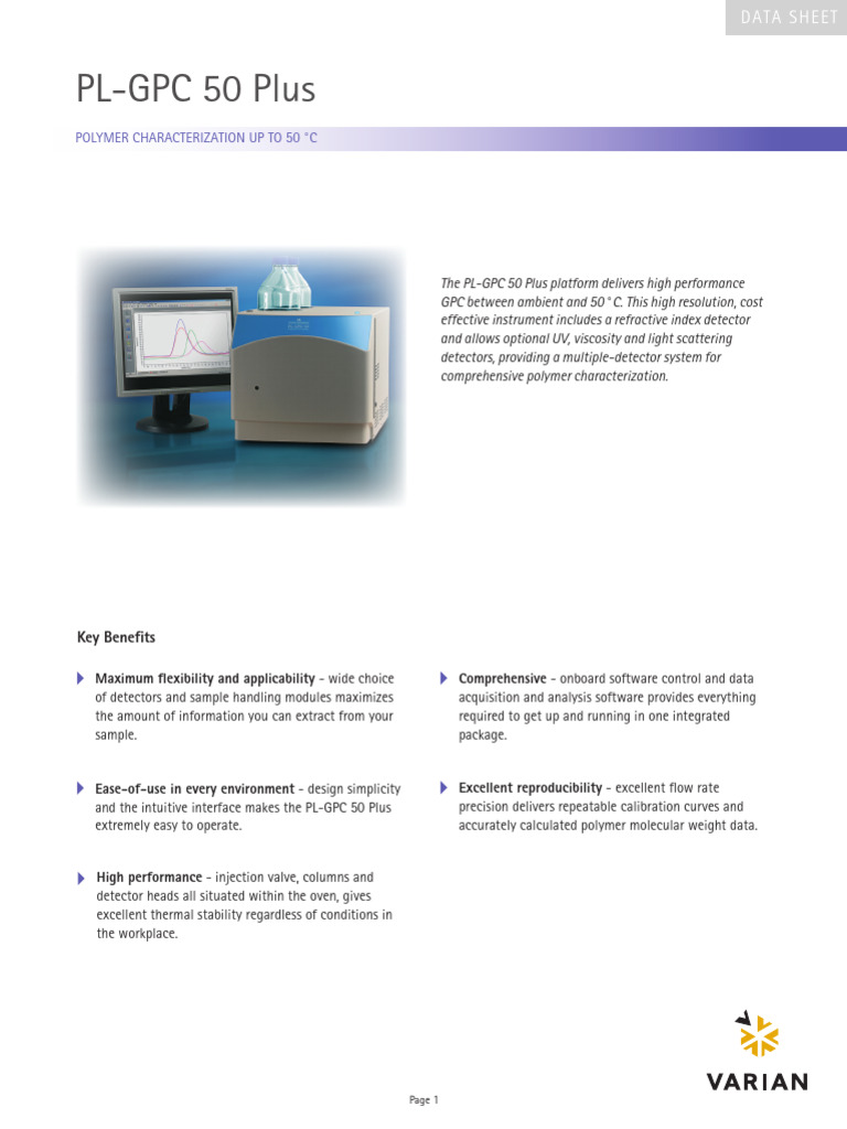 PL-GPC 50 Plus: Advanced GPC System | PDF | Polymers | Sensor