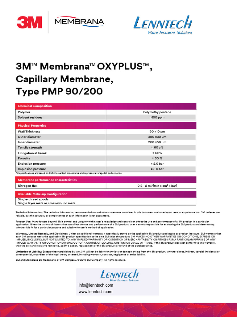 3M OXYPLUS Capillary Membrane Specs | PDF | Implied Warranty