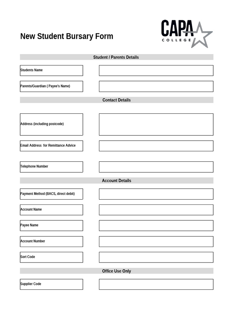 New Bursary Form - Copy | PDF