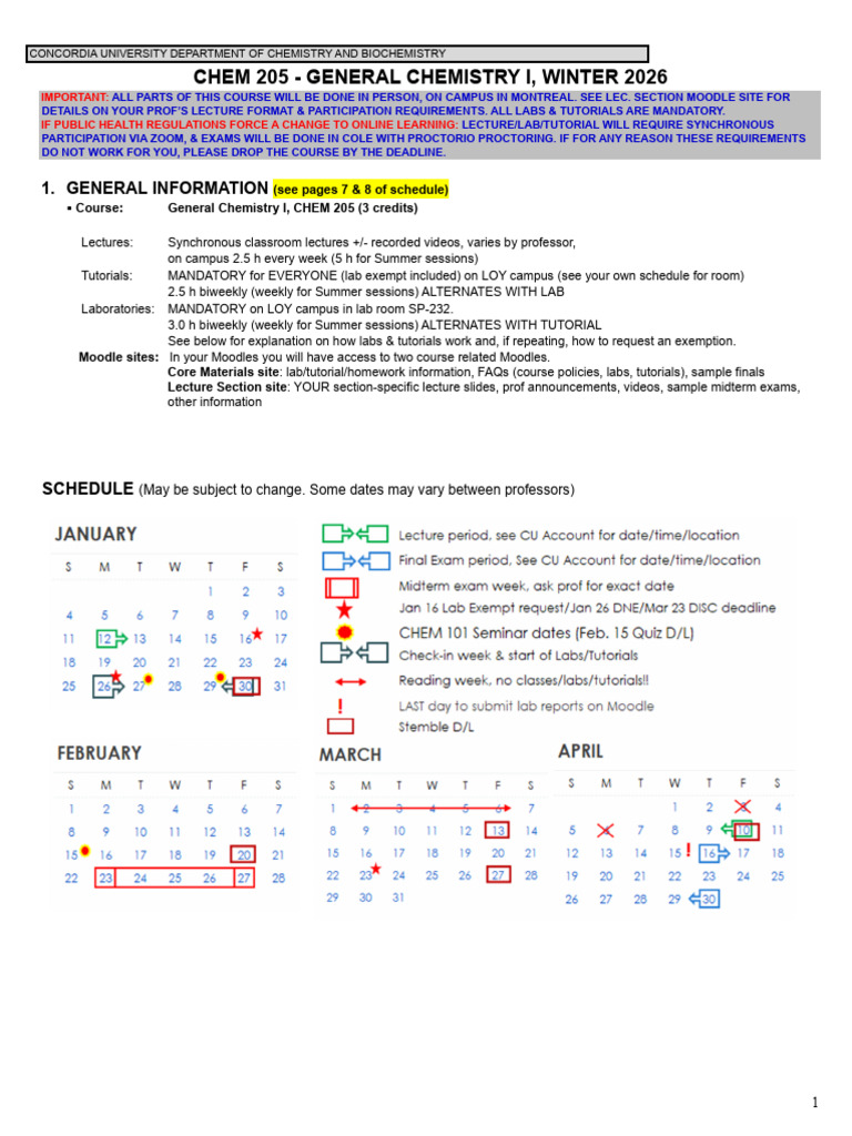CHEM 205 General Chemistry I Details | PDF
