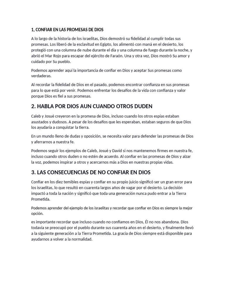 Promesas de Dios: Confianza y Fe | PDF | Dios | Joshua