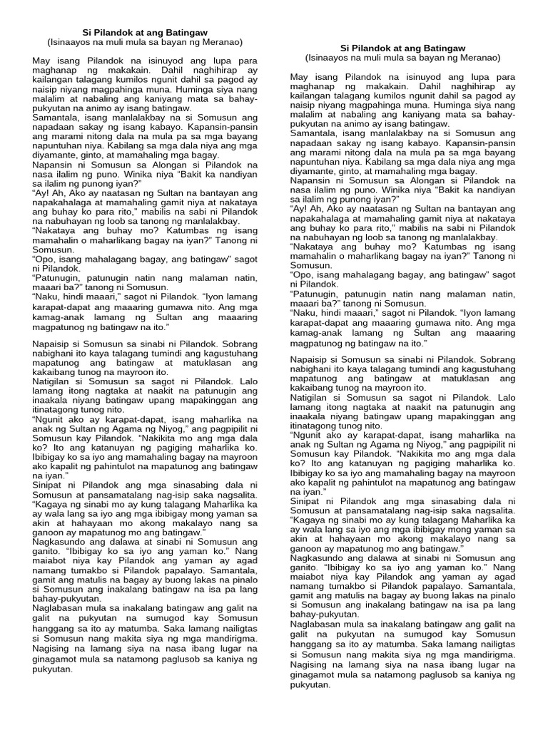 Si Pilandok at Ang Batingaw | PDF